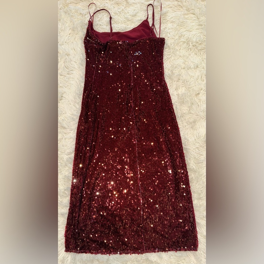 NEW Reformation Mariska Dress Chanti burgundy red Sequin tank slip dress sz 0 - Picture 5 of 8